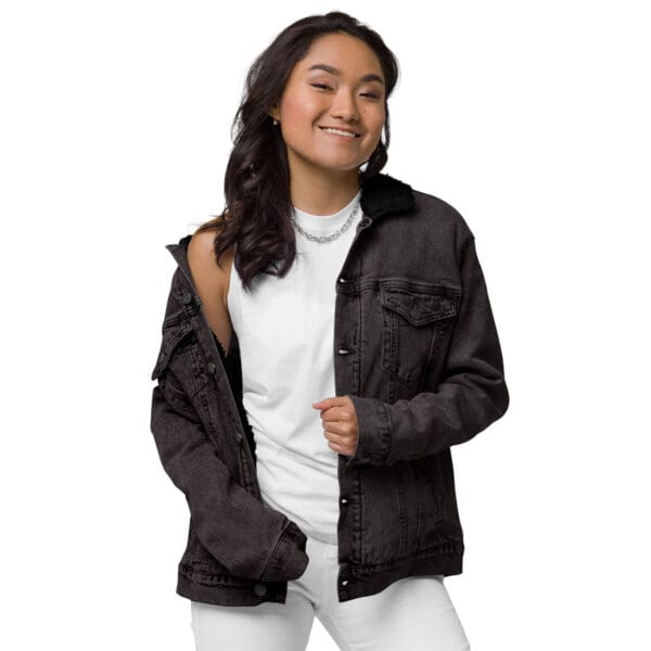 A woman in white shirt and black jacket