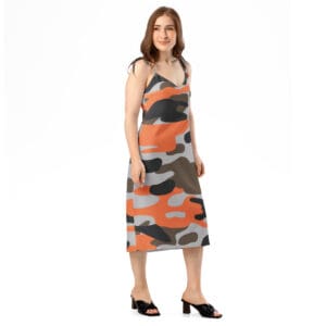 KDPF Braveheart Blaze Orange Camo Tie-strap Dress