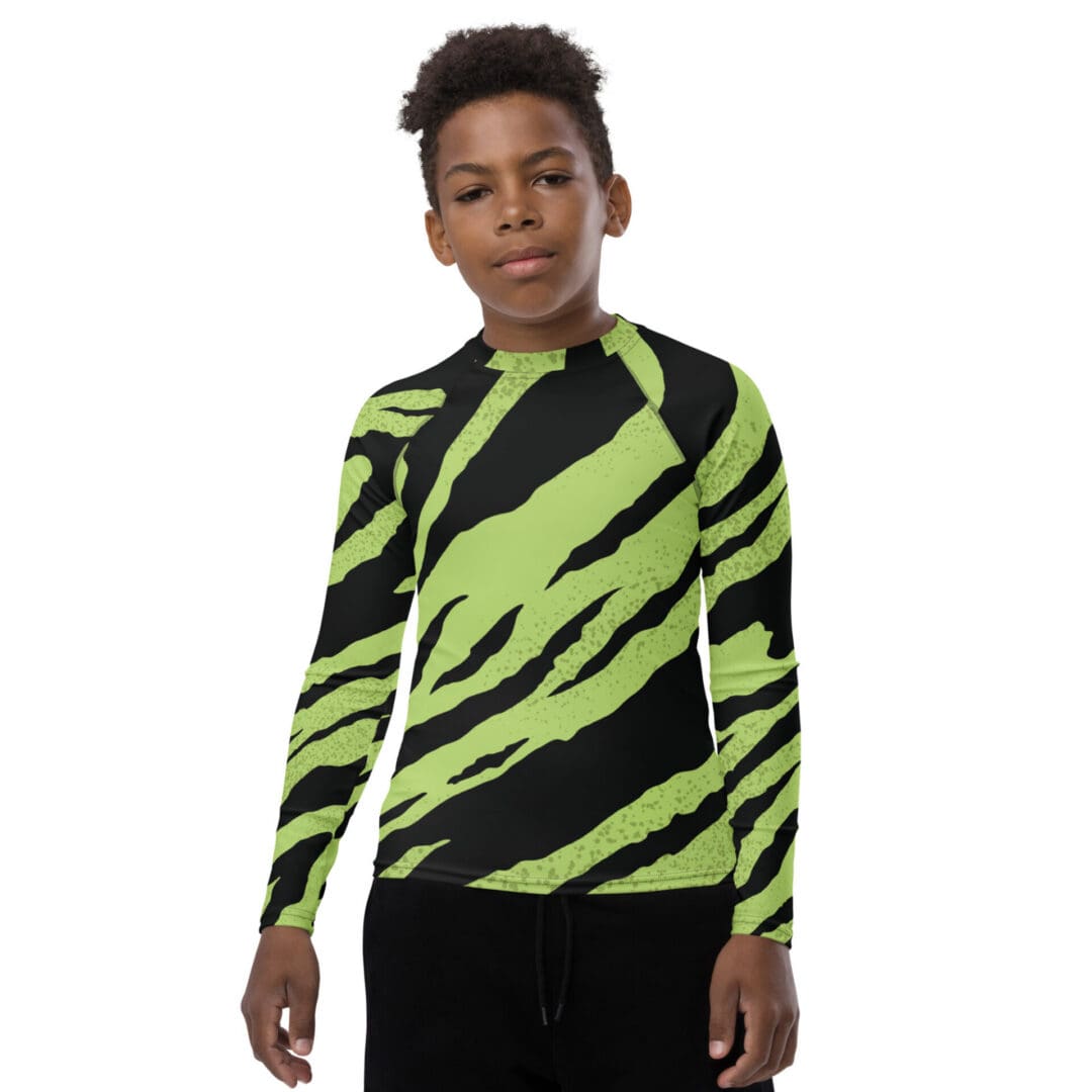 KDPF Braveheart Green Tiger Youth Rash Guard - Image 2