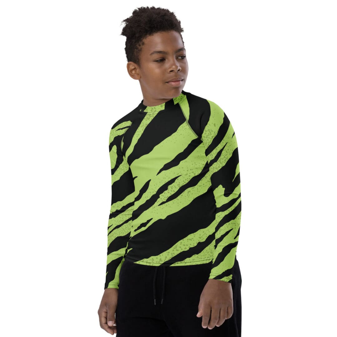 KDPF Braveheart Green Tiger Youth Rash Guard - Image 4